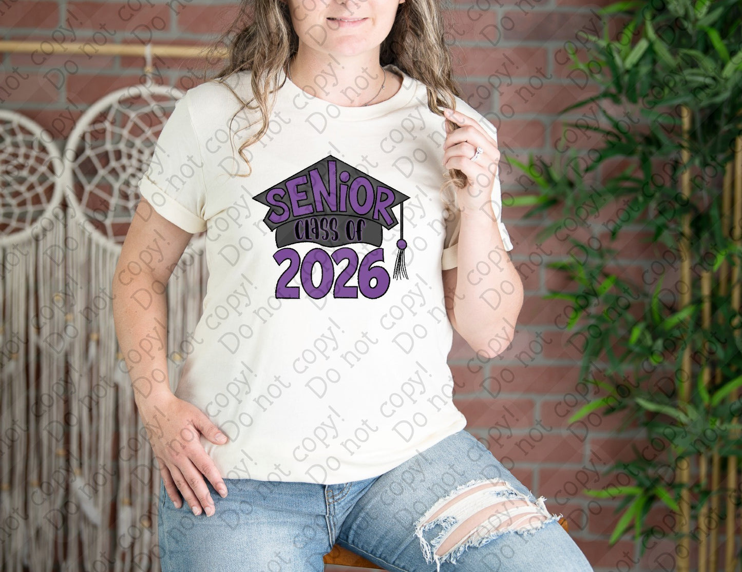 08-191 Graduation Cap Senior 2026 (Choose Color 2 of 2) tee