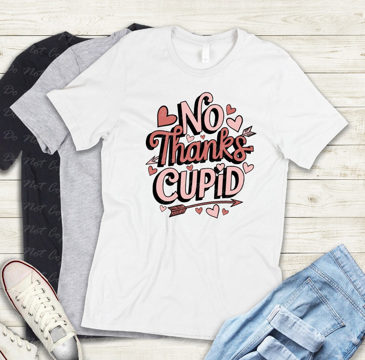 02-413 No Thanks Cupid tee