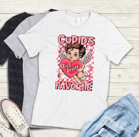 02-422 S Cupid's Favorite Bus Driver tee
