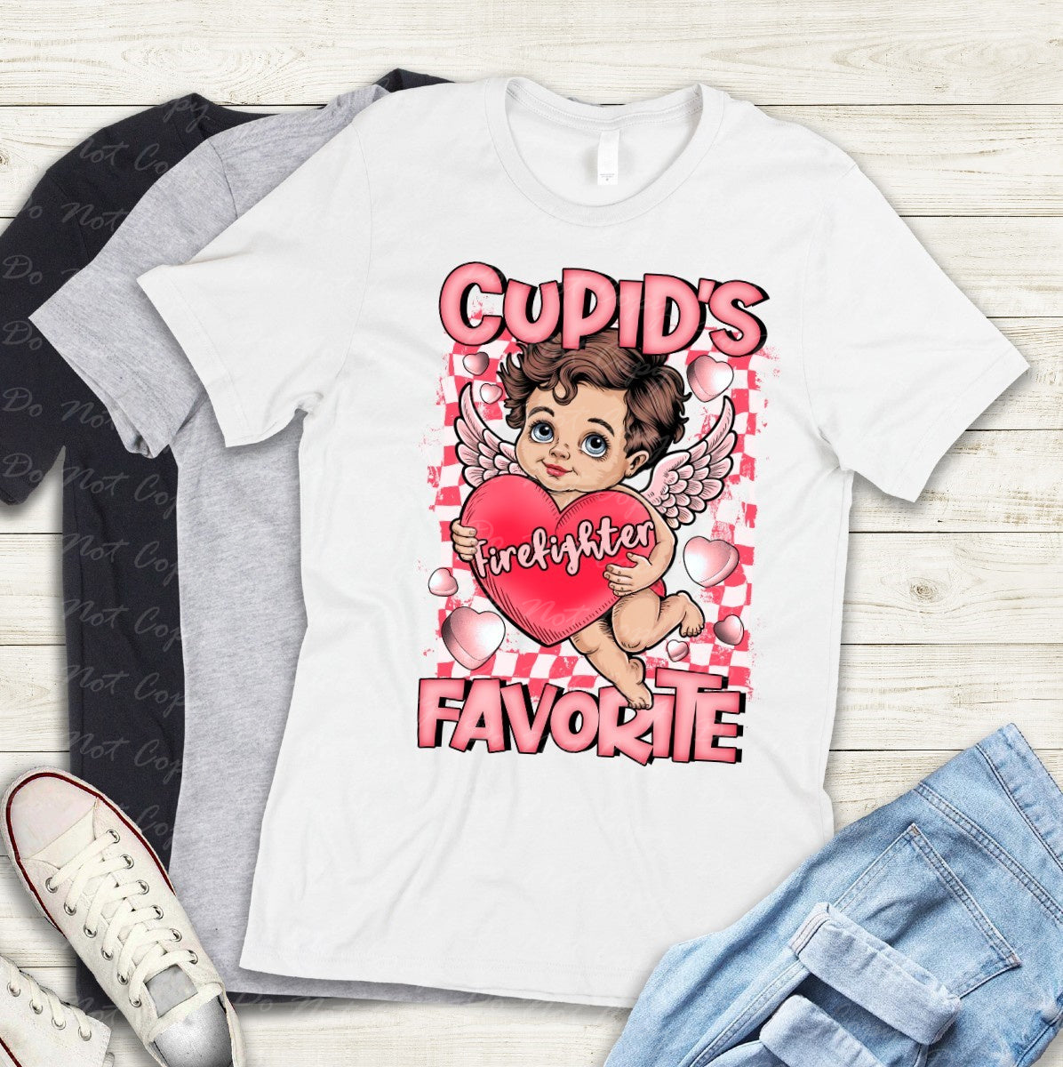 02-422 Y Cupid's Favorite Firefighter tee
