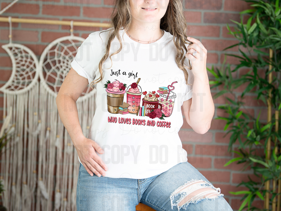 02-53 Just A Girl Who Loves Books & Coffee Tee