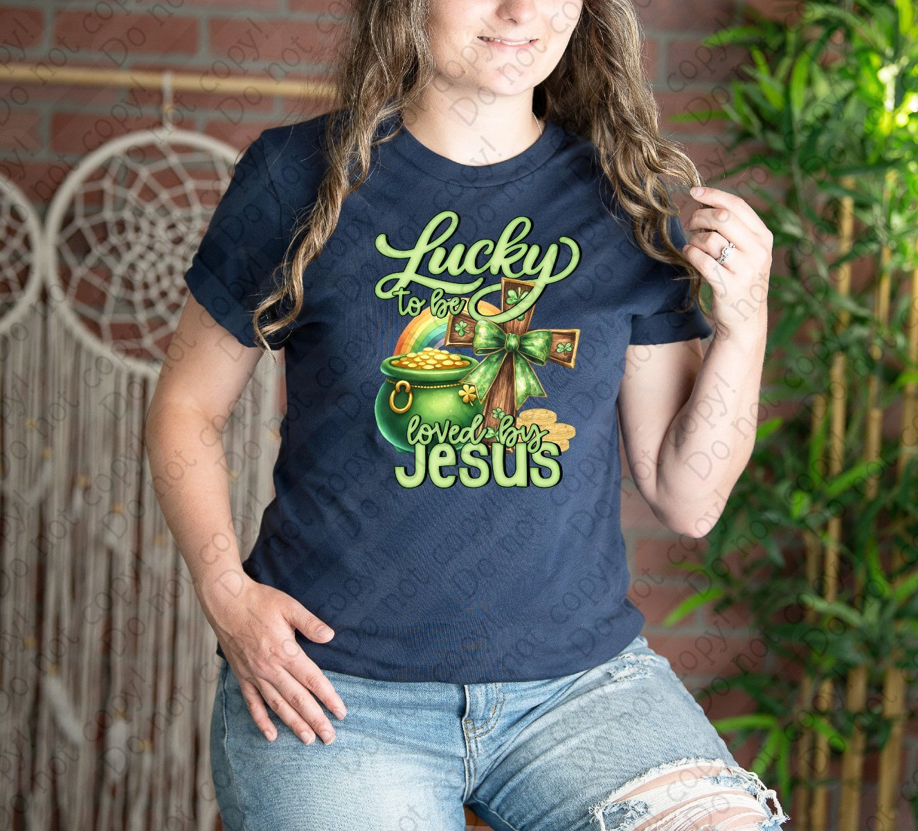 03-160 Lucky to be loved by Jesus tee