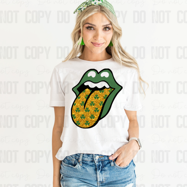 03-170 Green Lips Glitter Tongue tee