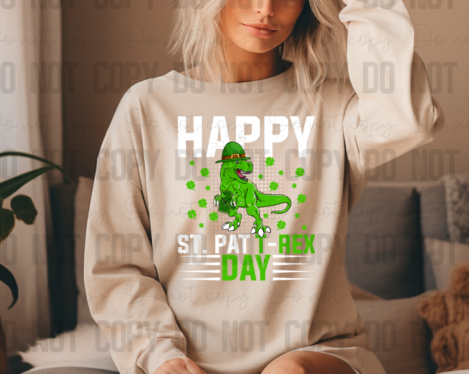03-63 Happy St. Patrick T-Rex day tee