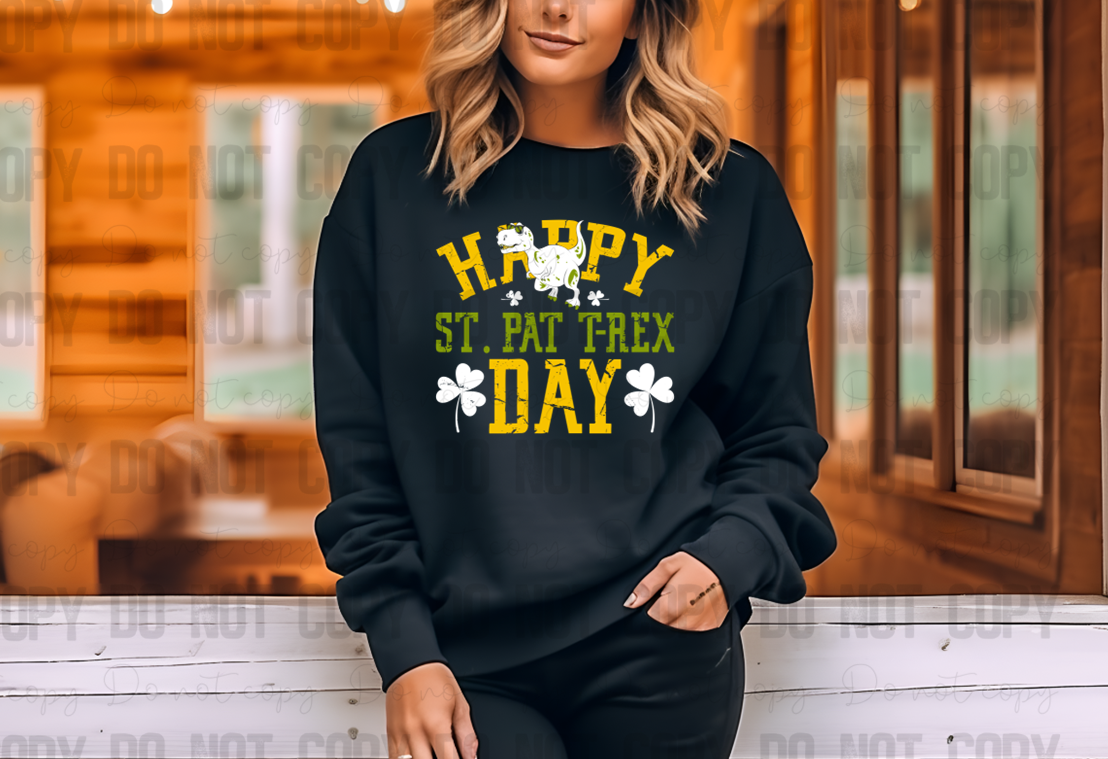 03-64 Happy St Pat T-Rex day tee
