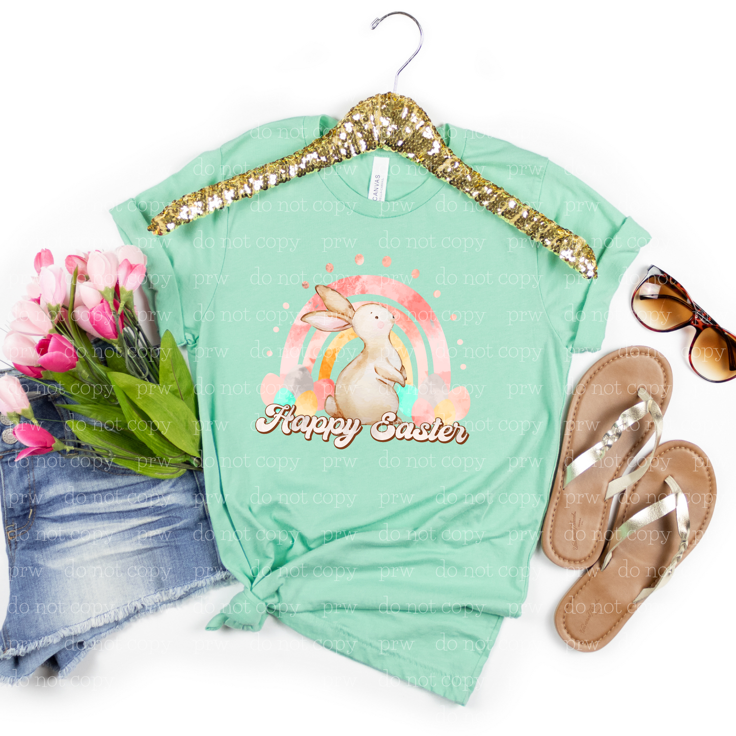 04-38 Happy Easter Watercolor Bunny Tee