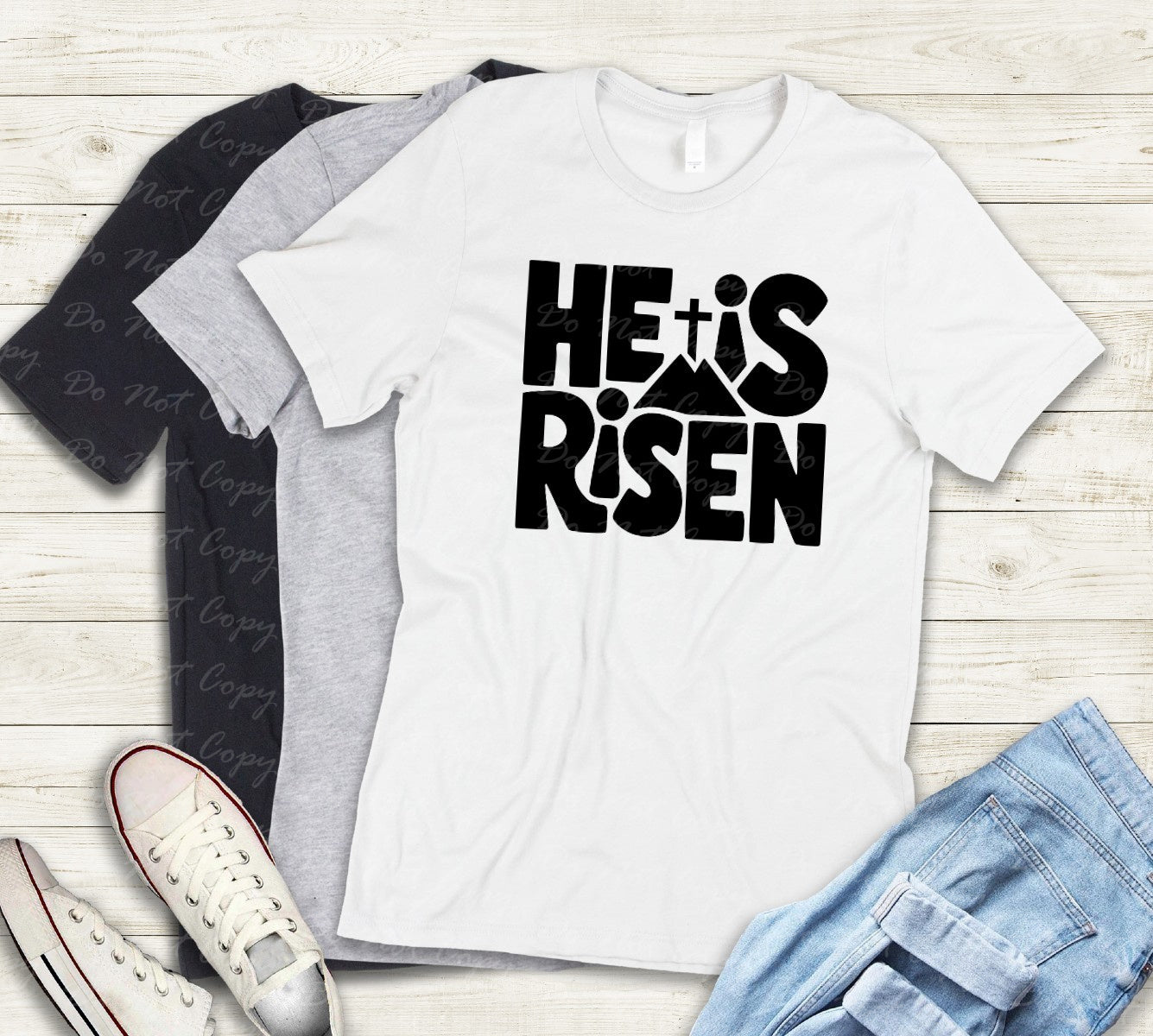 04-76 A Black - He Is Risen tee