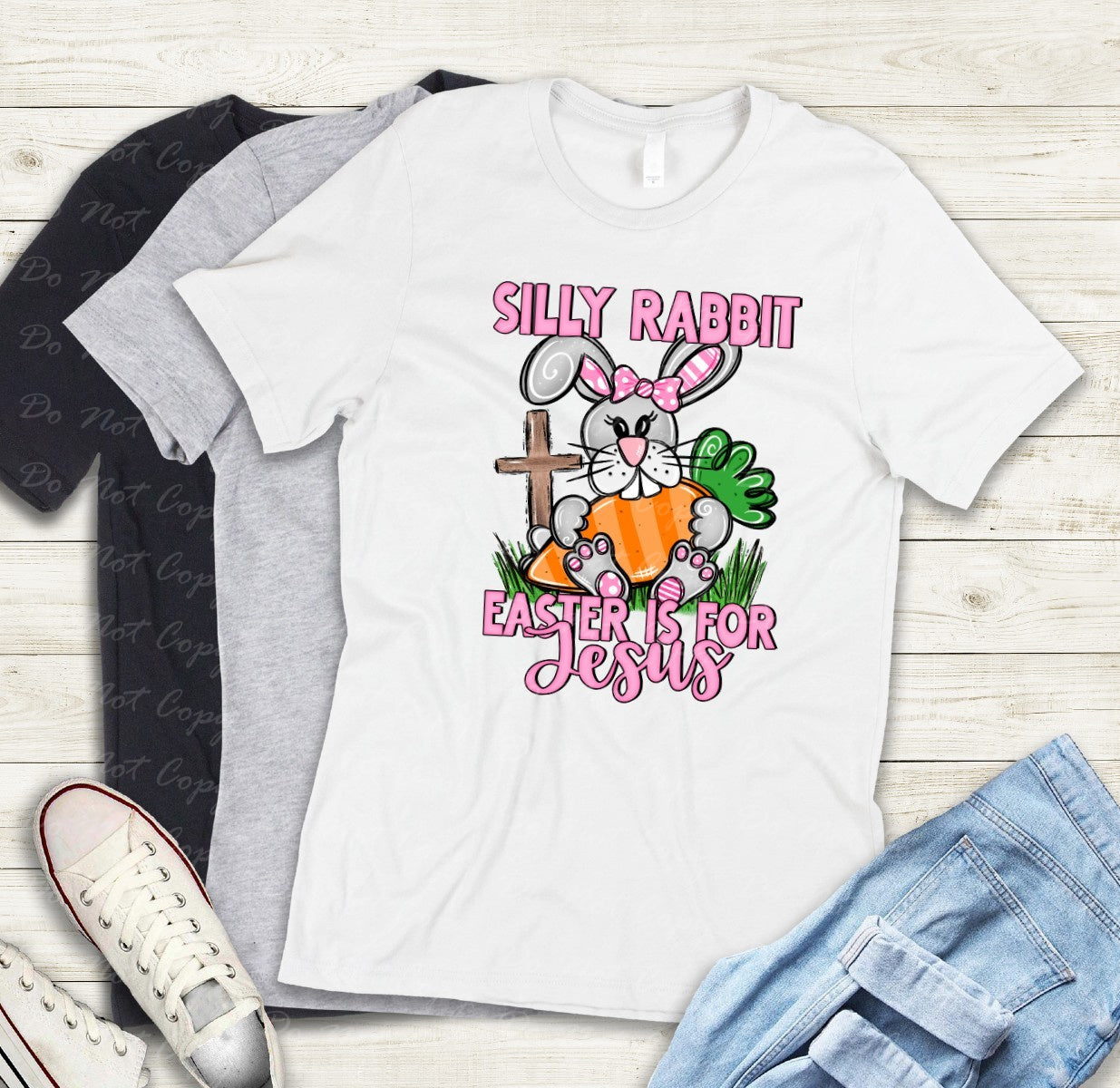 04-80 B Pink - Silly Rabbit Easter is for Jesus tee