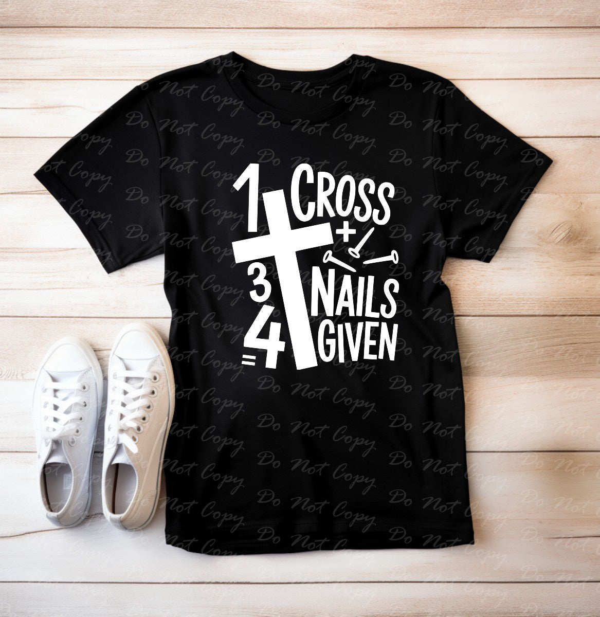 04-87 C White - 1 Cross 3 Nails 4 Given tee