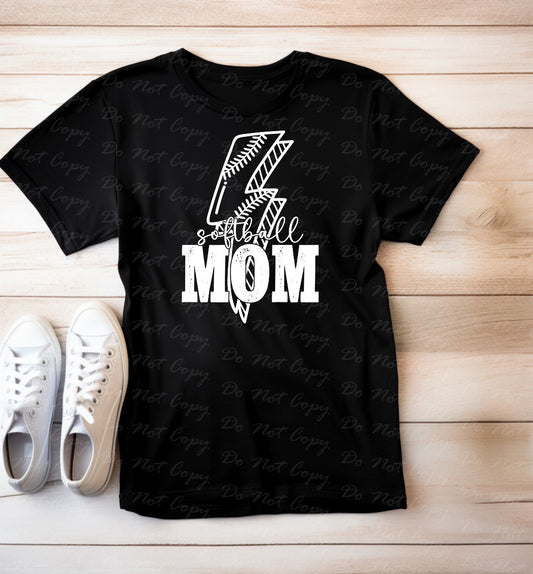 05-07 Softball Mom Lightning White Tee