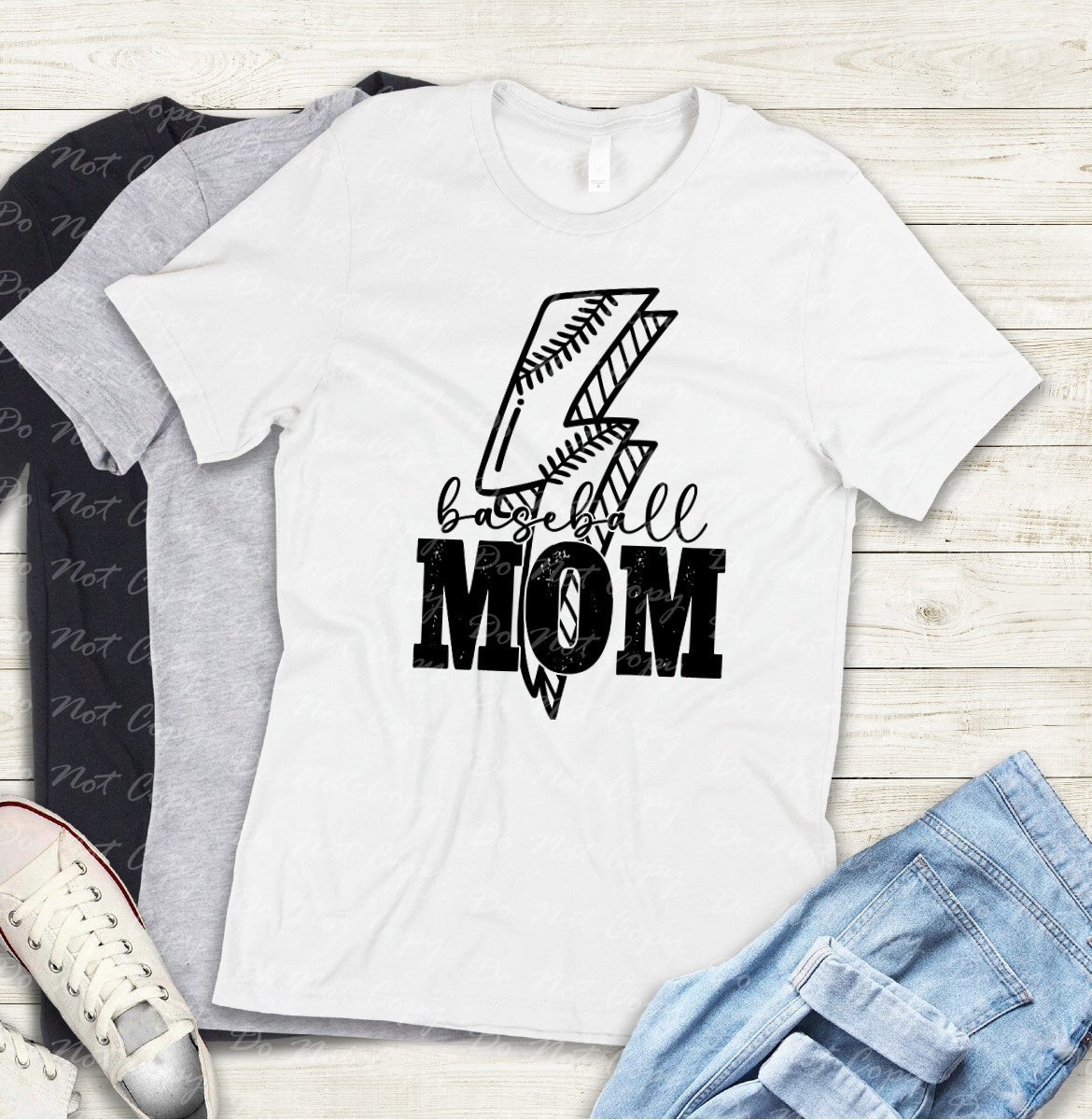 05-08 Baseball Mom Lightning Black Tee