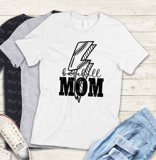 05-08 Baseball Mom Lightning Black Tee