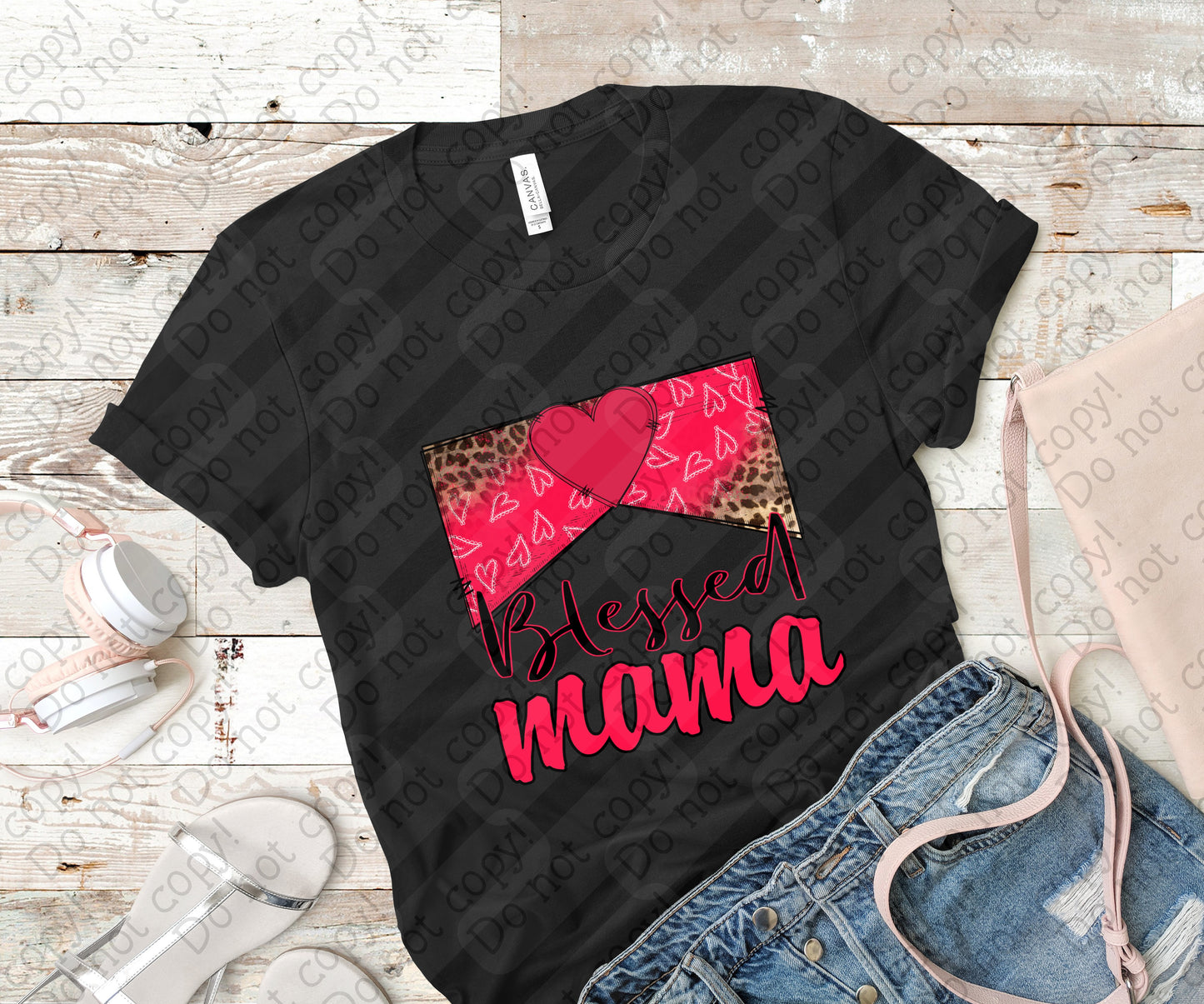 05-105 Blessed Mama Red Hearts Tee