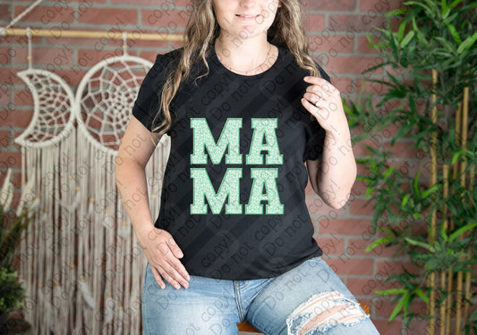 05-113 Ma Ma Stacked Light Green Cheetah Print tee