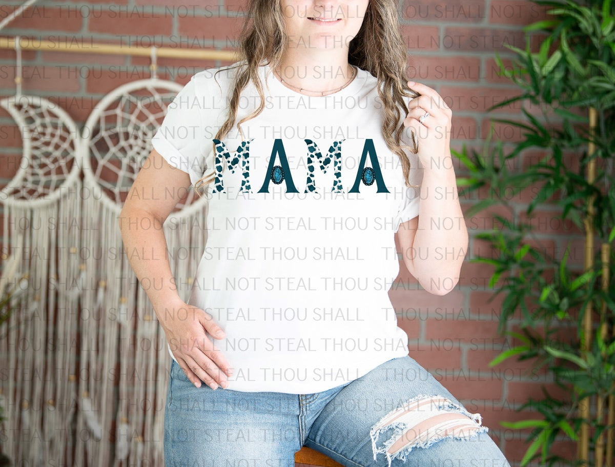 05-127 Mama Blue with Cheetah Print tee