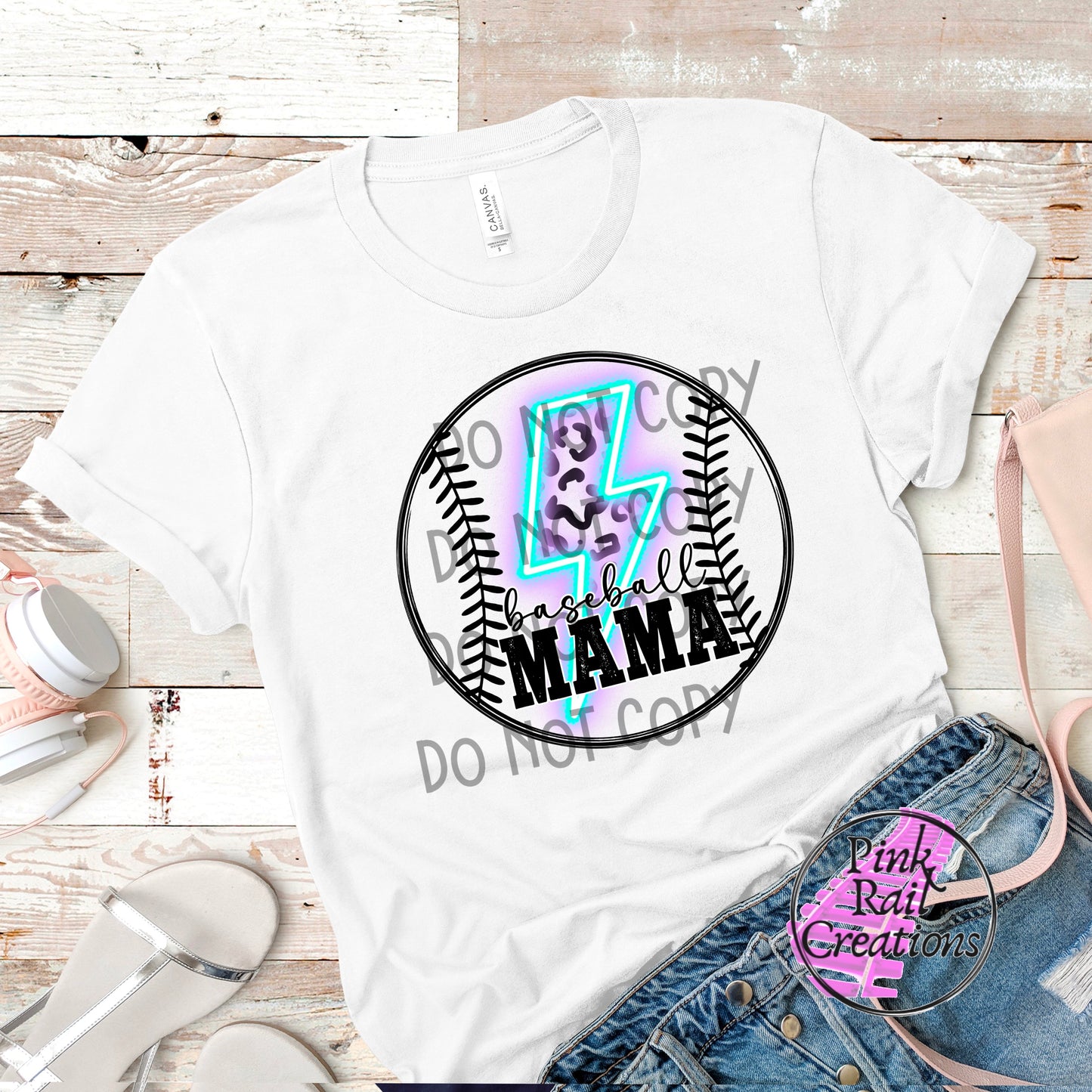 05-12 Baseball Mama Lightning Neon Completed Tee