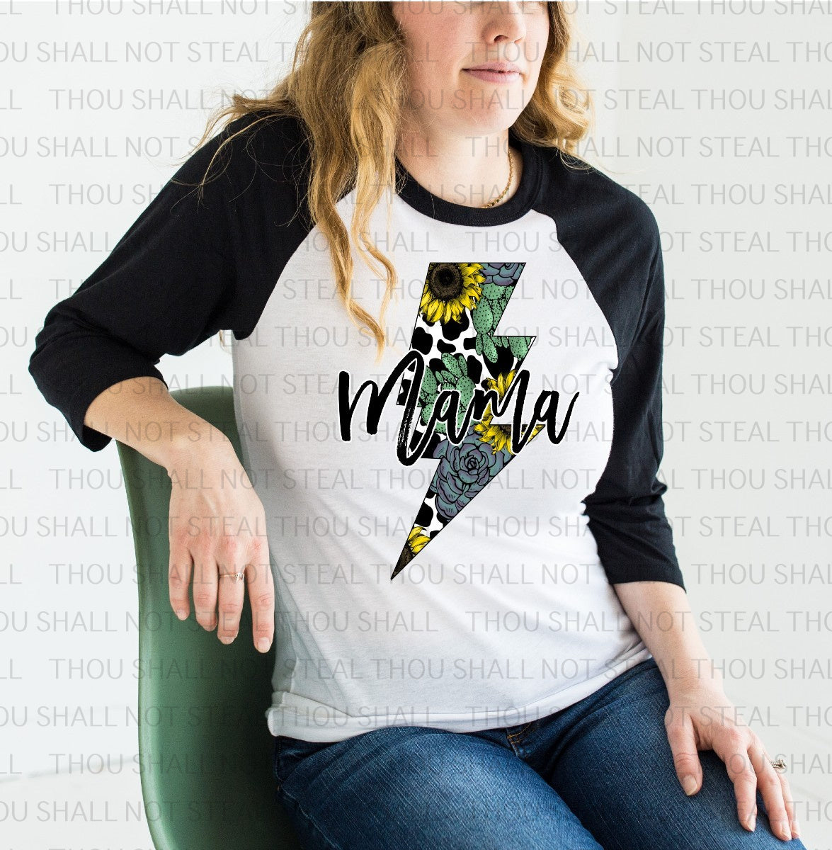 05-133 Mama or Mini with Sunflowers and Cow Print tee