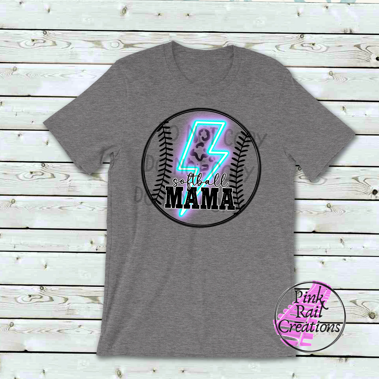 05-13 Softball Mama Lightning Neon Completed Tee