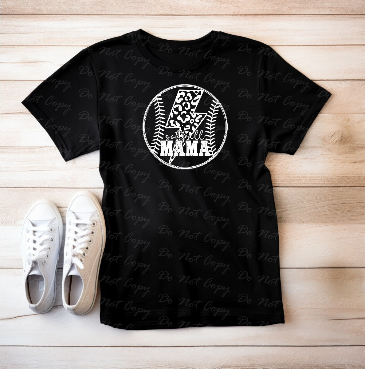 05-16 Softball Mama Lightning Circle White Tee