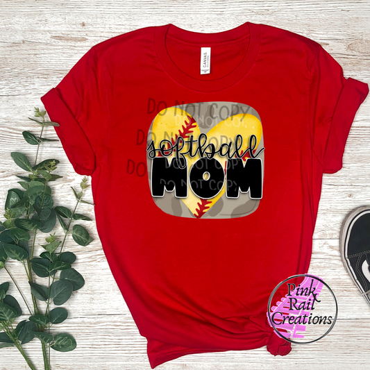 05-18 Softball Mom Square Heart Completed Tee