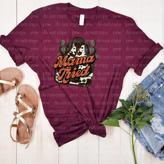05-35 Western Mama Tried Cow Tag Tee