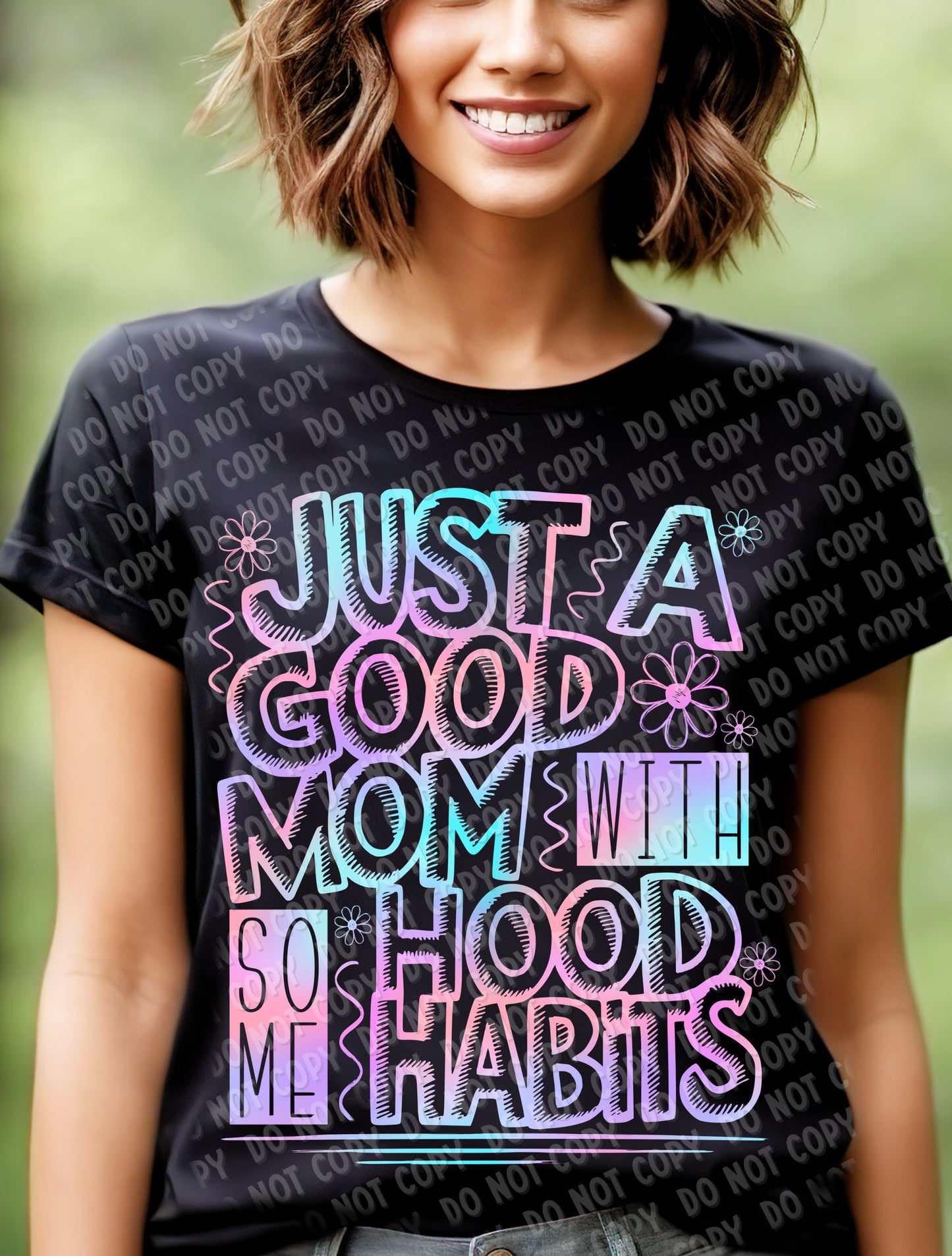 05-59 Good Mom with Hood Habits - Multicolor Tee