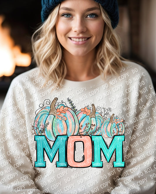 05-73 Mom - Teal & Orange Pumpkins Tee