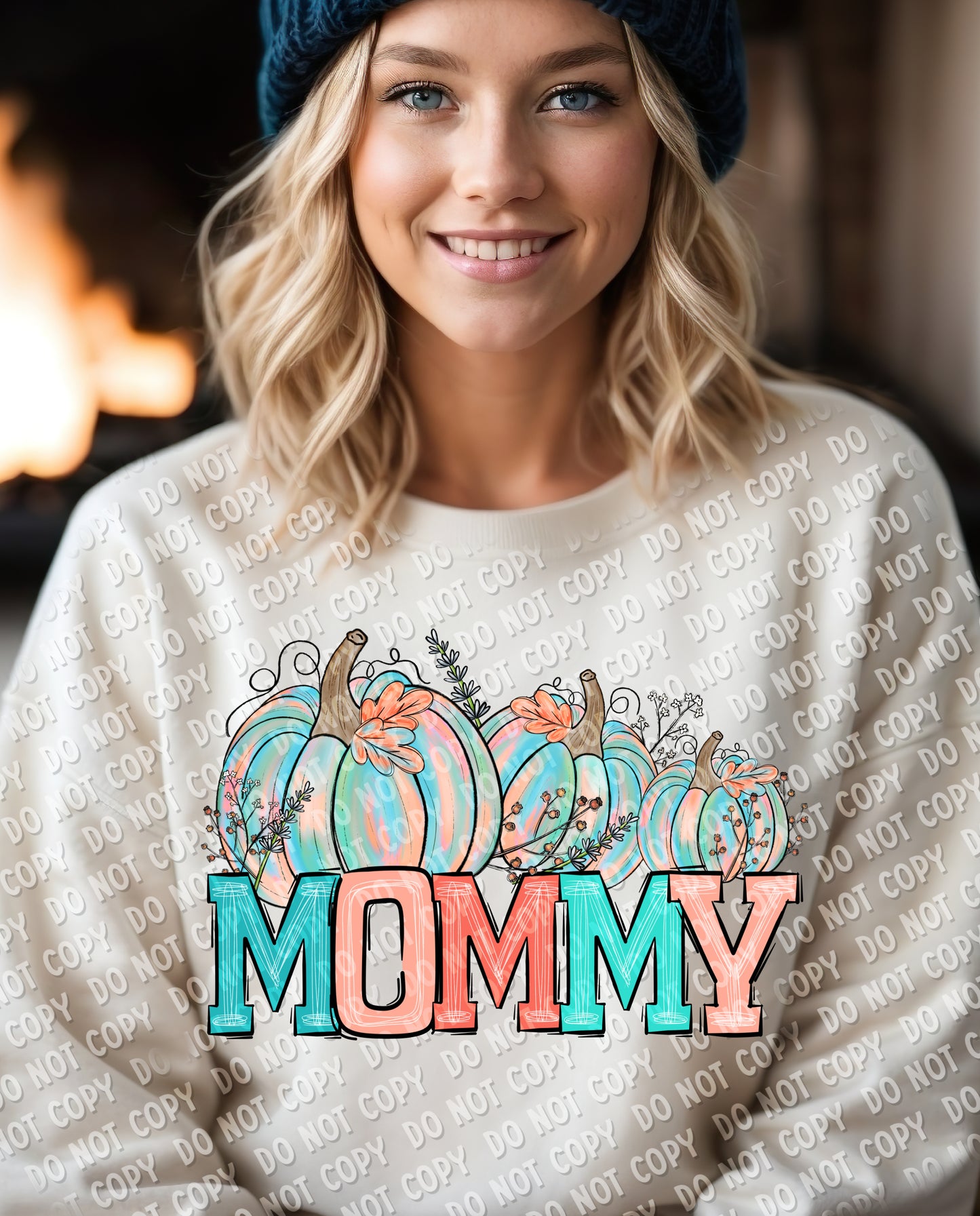 05-74 Mommy - Teal & Orange Pumpkins Tee