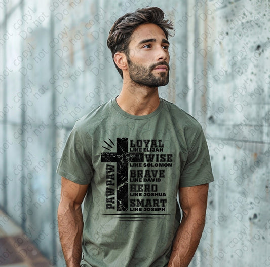 06-114 Paw Paw Loyal Wise Brave tee