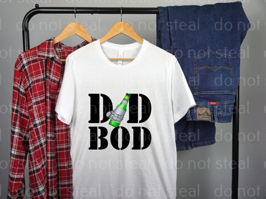 06-43 DAD BOD with a green beer bottle Completed Tee