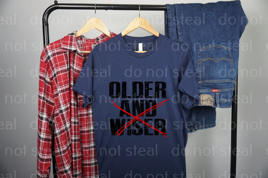 06-49 OLDER AND WISER WITH A RED X Completed Tee