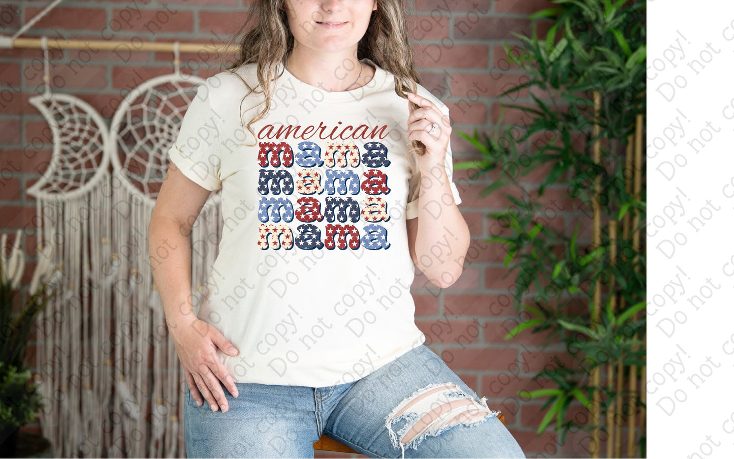 07-125 American Mama Stacked Colored Tee