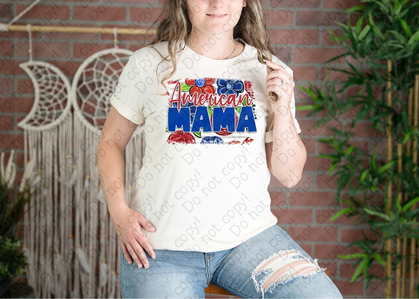 07-126 American Mama Flowers Colored Tee