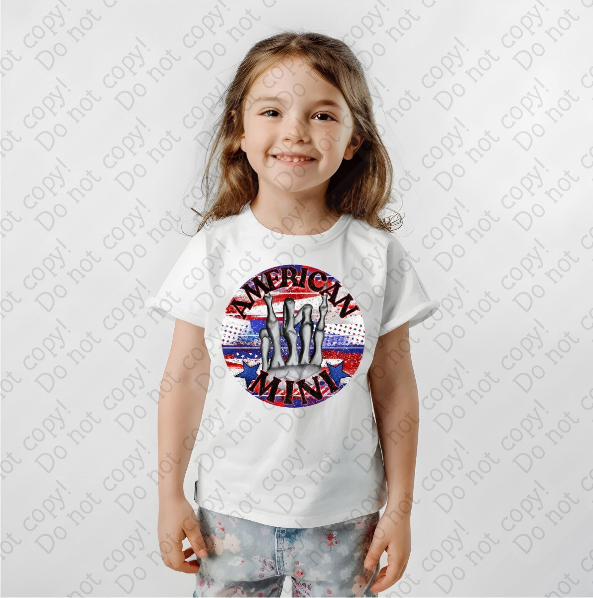 07-127 American Mini with Skeleton Hand Colored Tee