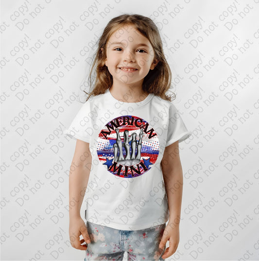 07-127 American Mini with Skeleton Hand Colored Tee