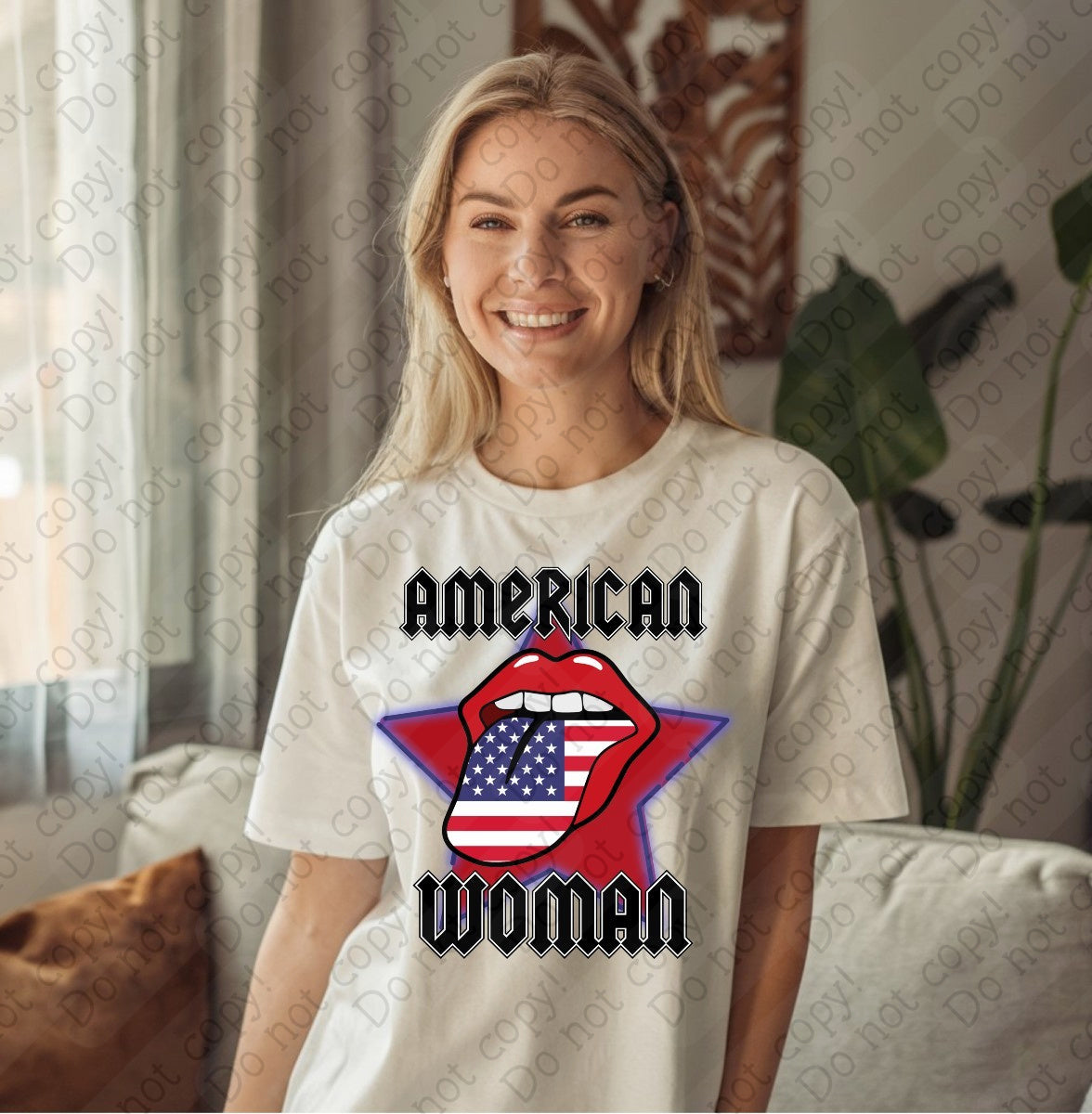07-132 American Woman Lips Colored Tee