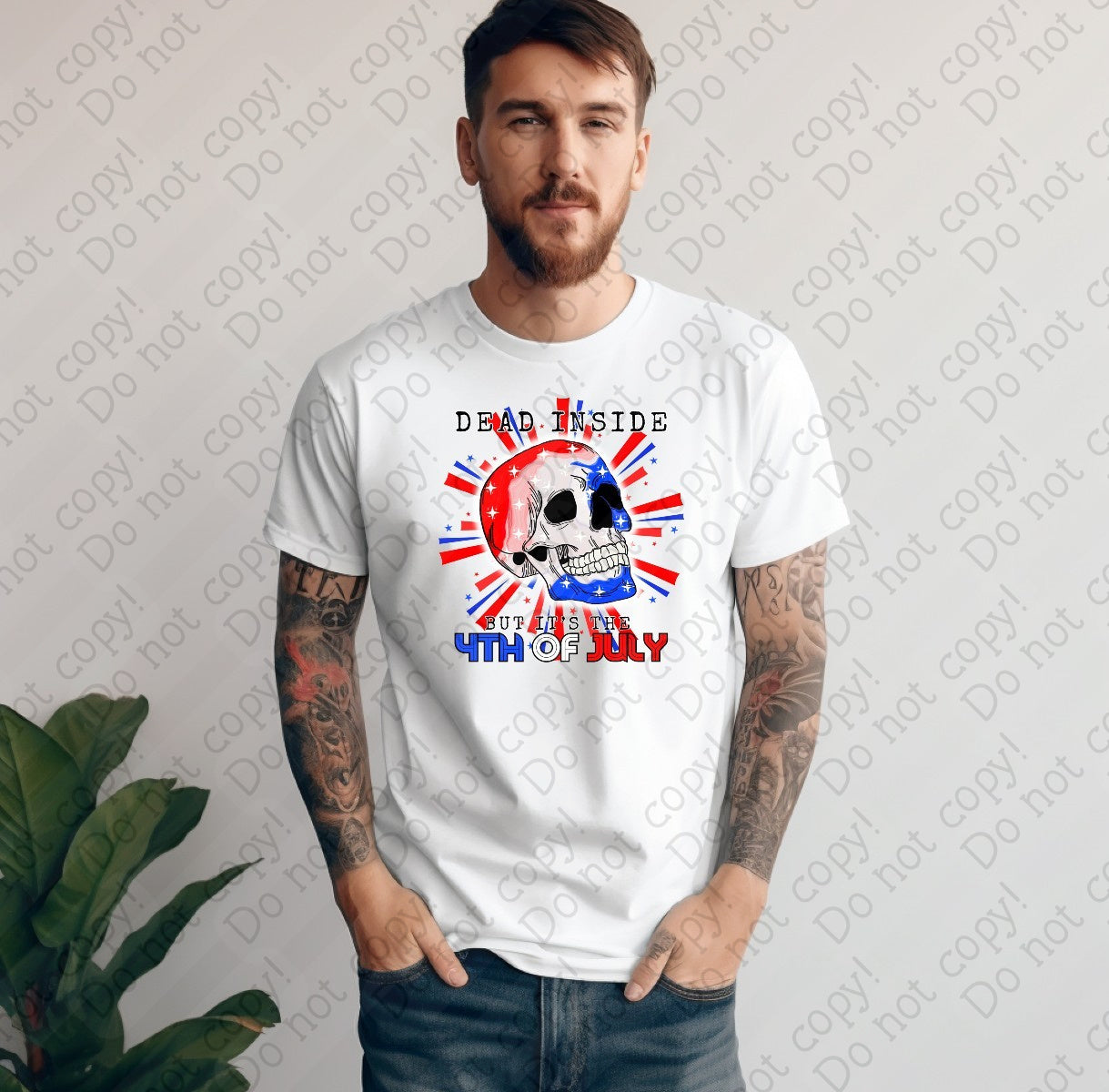 07-136 Dead Inside Skull 4th Colored Tee
