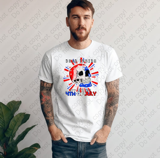 07-136 Dead Inside Skull 4th Colored Tee