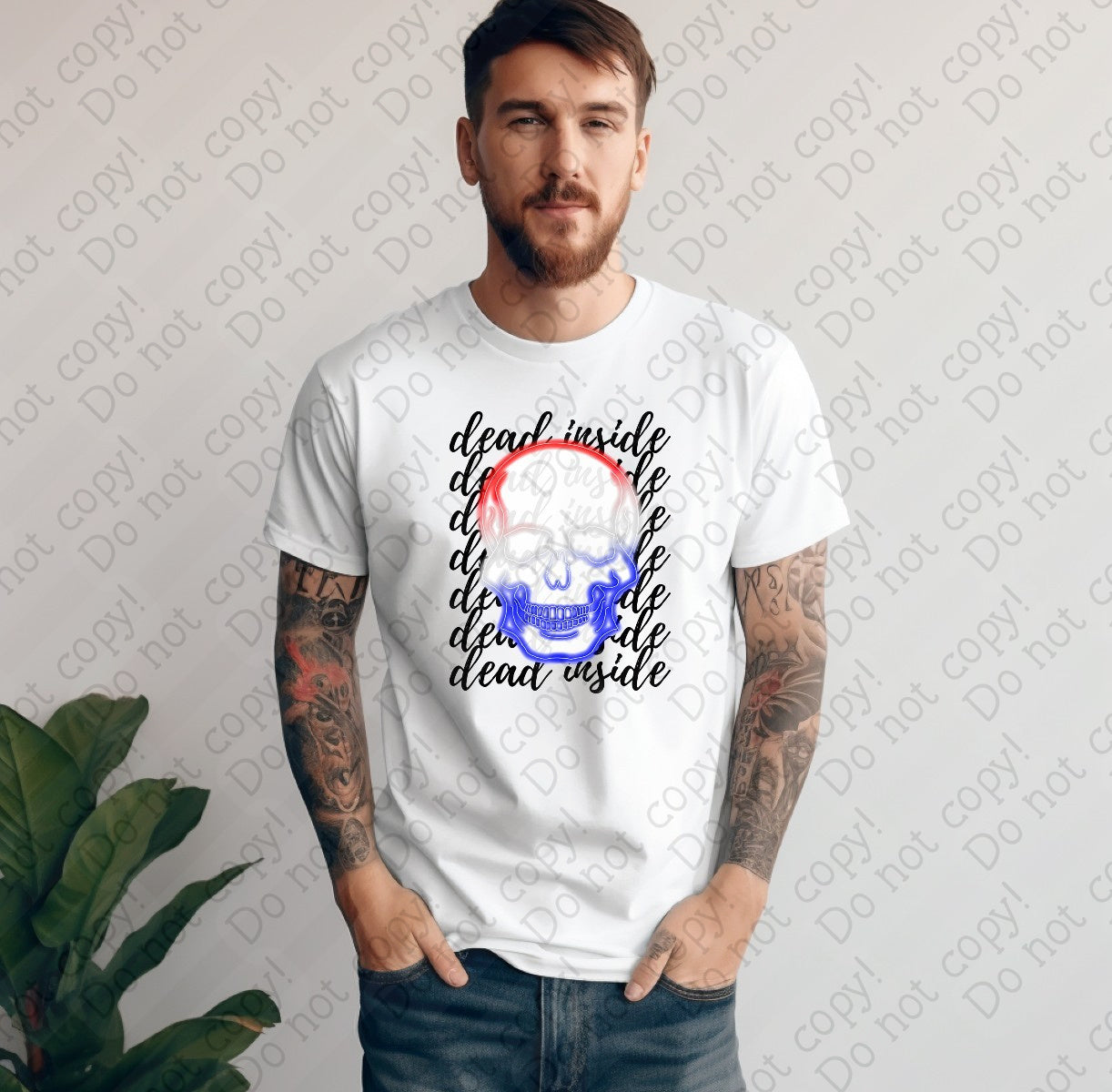 07-137 Dead Skull Patriotic Cursive Colored Tee