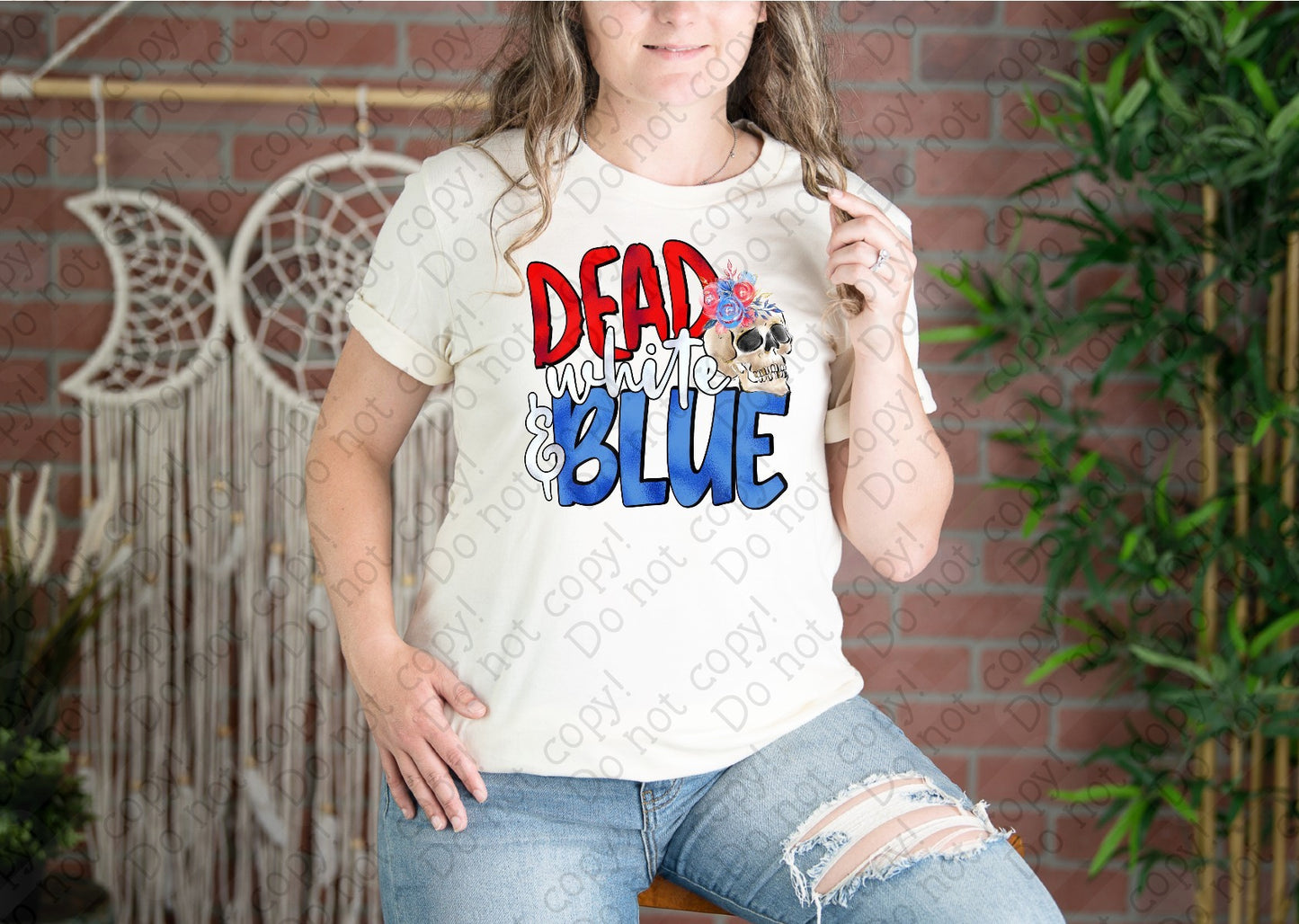 07-138 Dead White and Blue Colored Tee