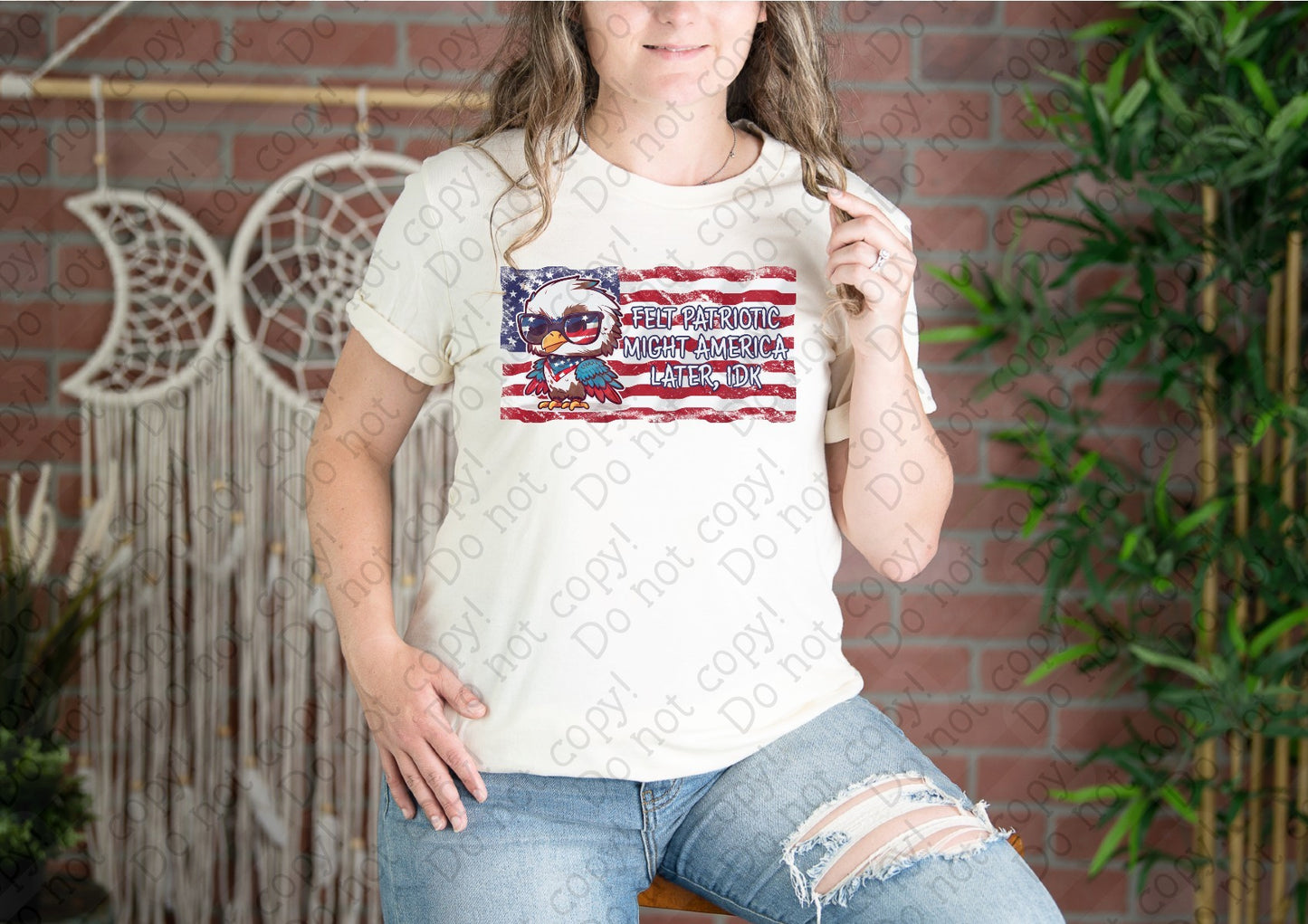 07-139 Felt Patriotic Might America Later, IDK Colored Tee