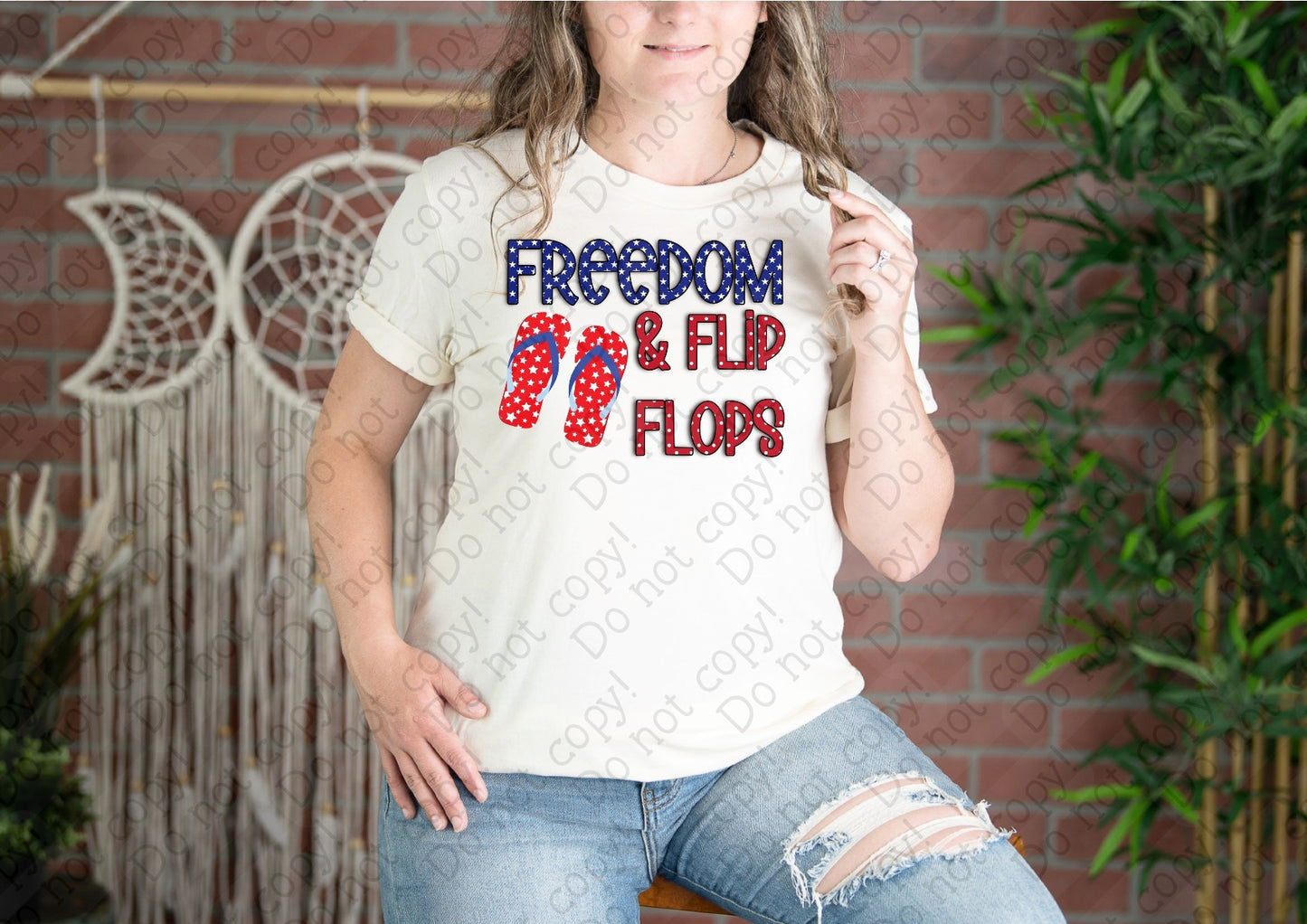 07-140 Freedom & Flip Flops Colored Tee