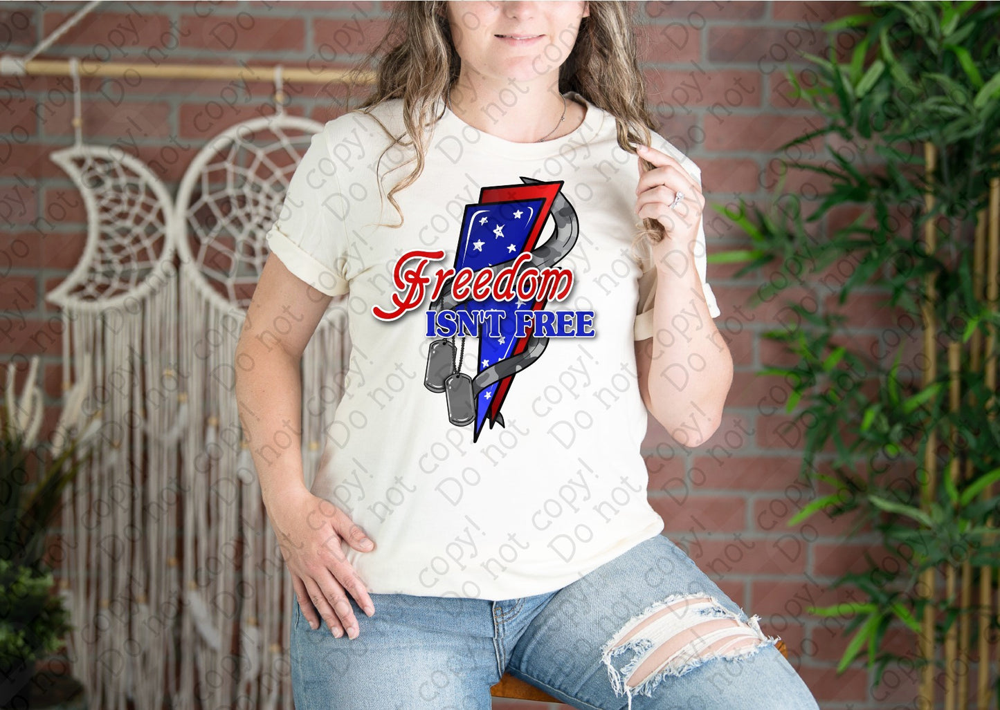 07-143 Freedom Isn't Free Red and Blue Colored Tee