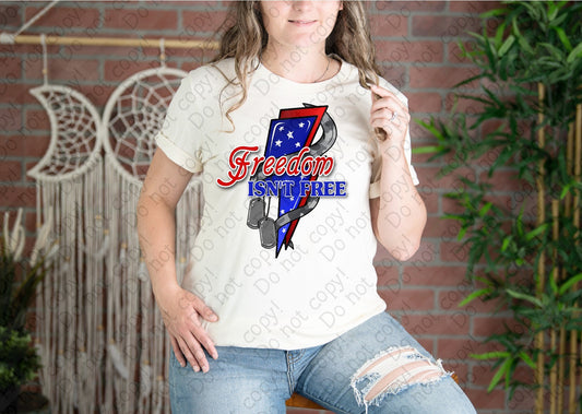 07-143 Freedom Isn't Free Red and Blue Colored Tee