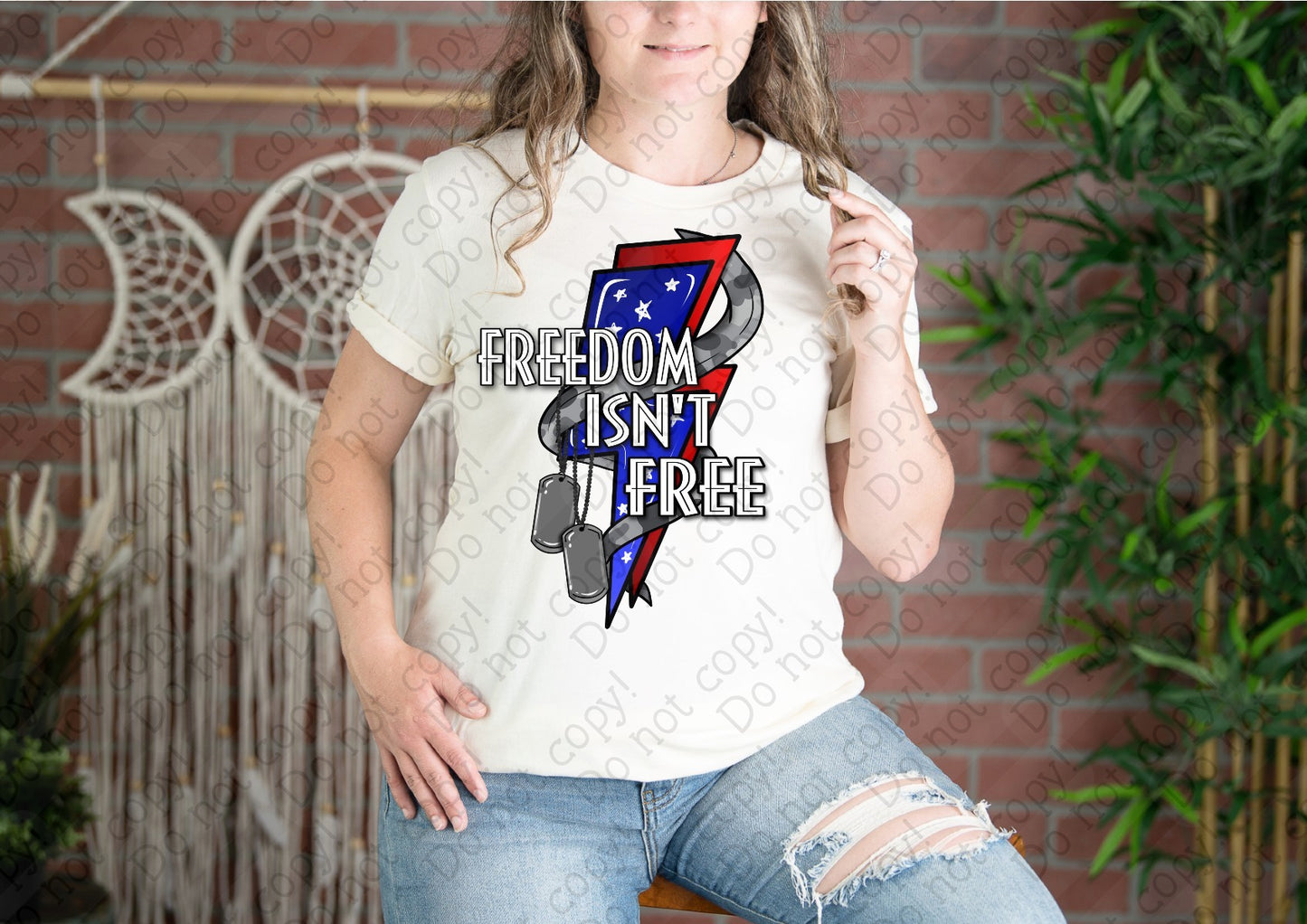 07-144 Freedom Isn't Free White Colored Tee