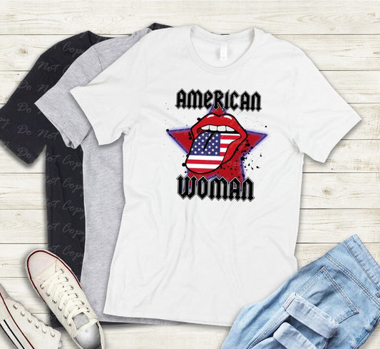07-16 American Woman Rock N Roll Tongue Tee