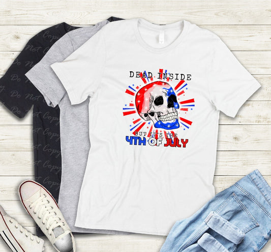 07-17 Dead Inside 4th Of July Skull Tee