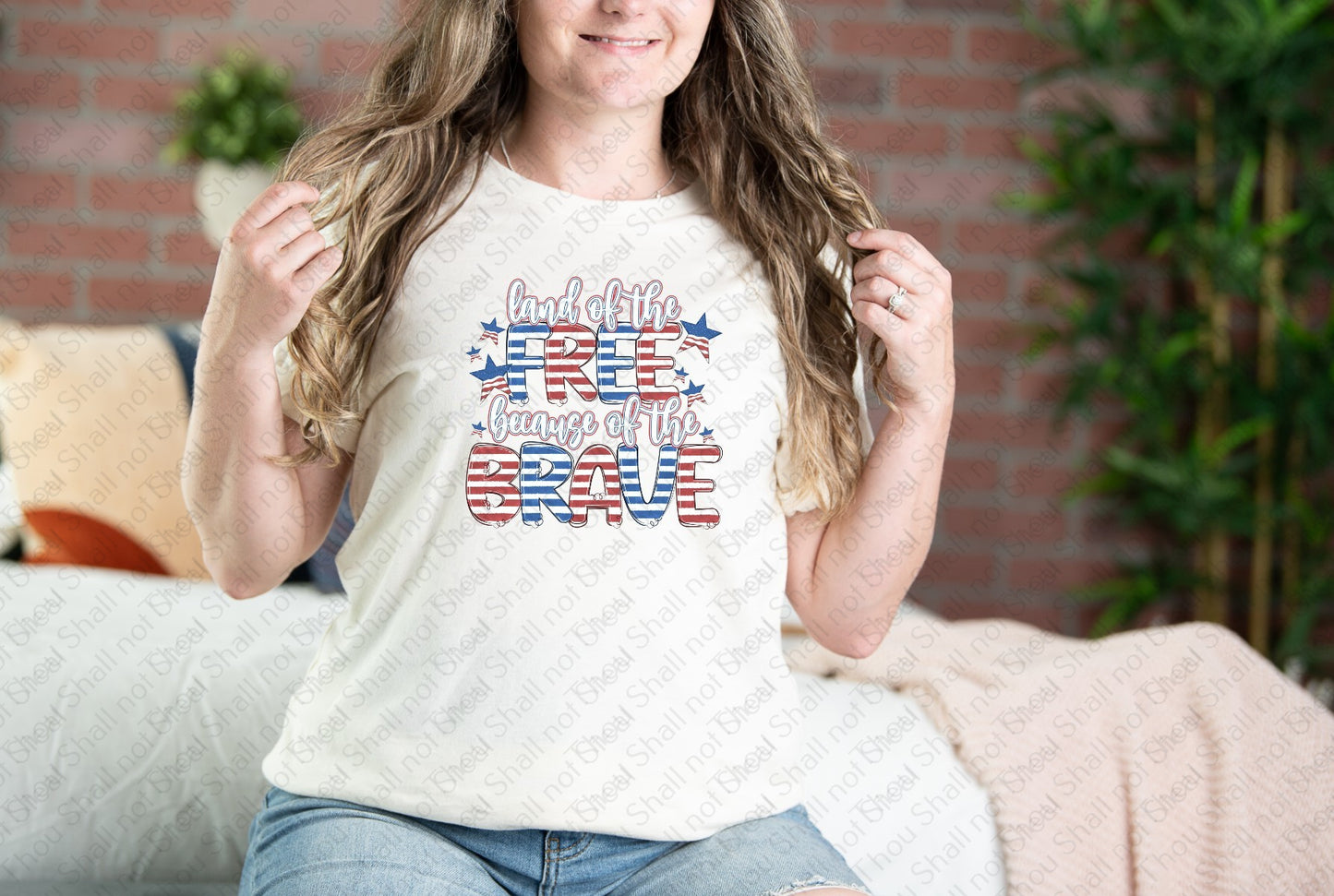 07-263 Land of the FREE because of the BRAVE tee
