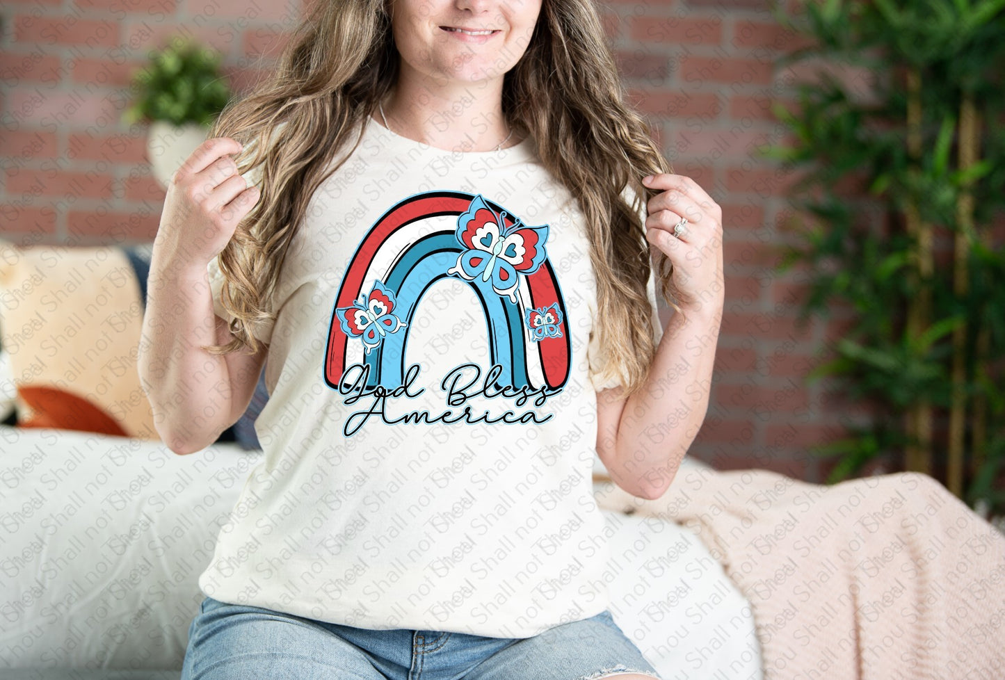 07-264 Rainbow God Bless America tee