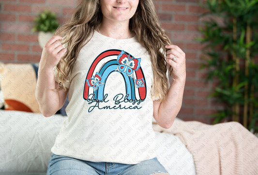 07-264 Rainbow God Bless America tee